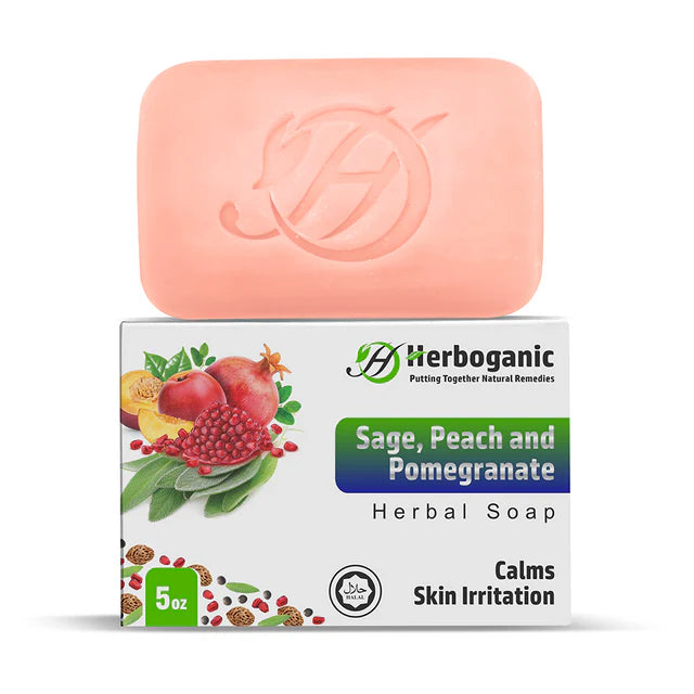 SAGE, PEACH AND POMEGRANATE HERBAL SOAP BAR